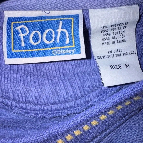 Vintage Winnie The Pooh Purple Disney Fleece Crewneck Embroidered Sweatshirt M - Picture 11 of 12
